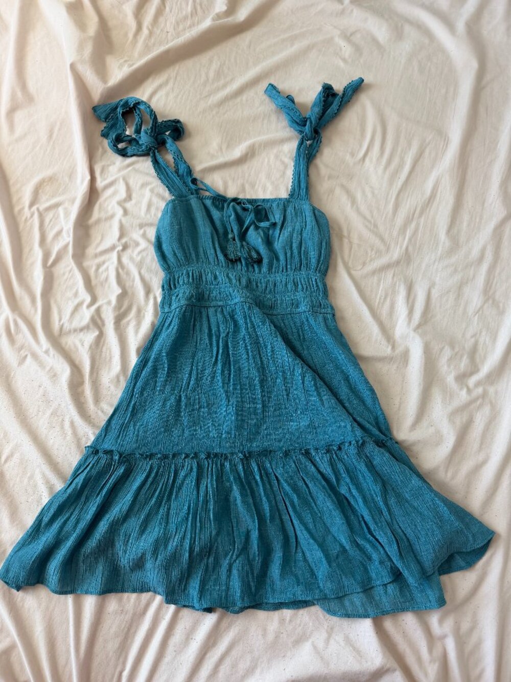 Smocked Ruffle Dress with Bow Sleeves